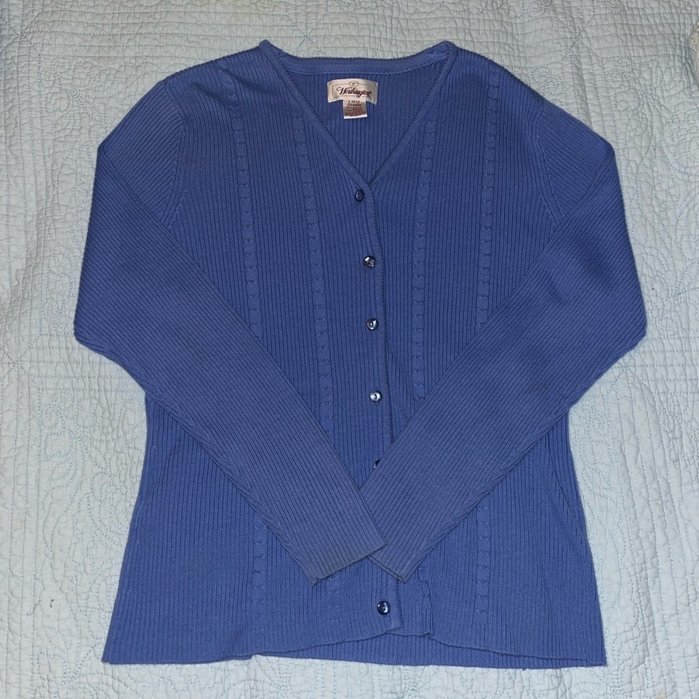 Worthington Women's Ribbed Blue Cardigan